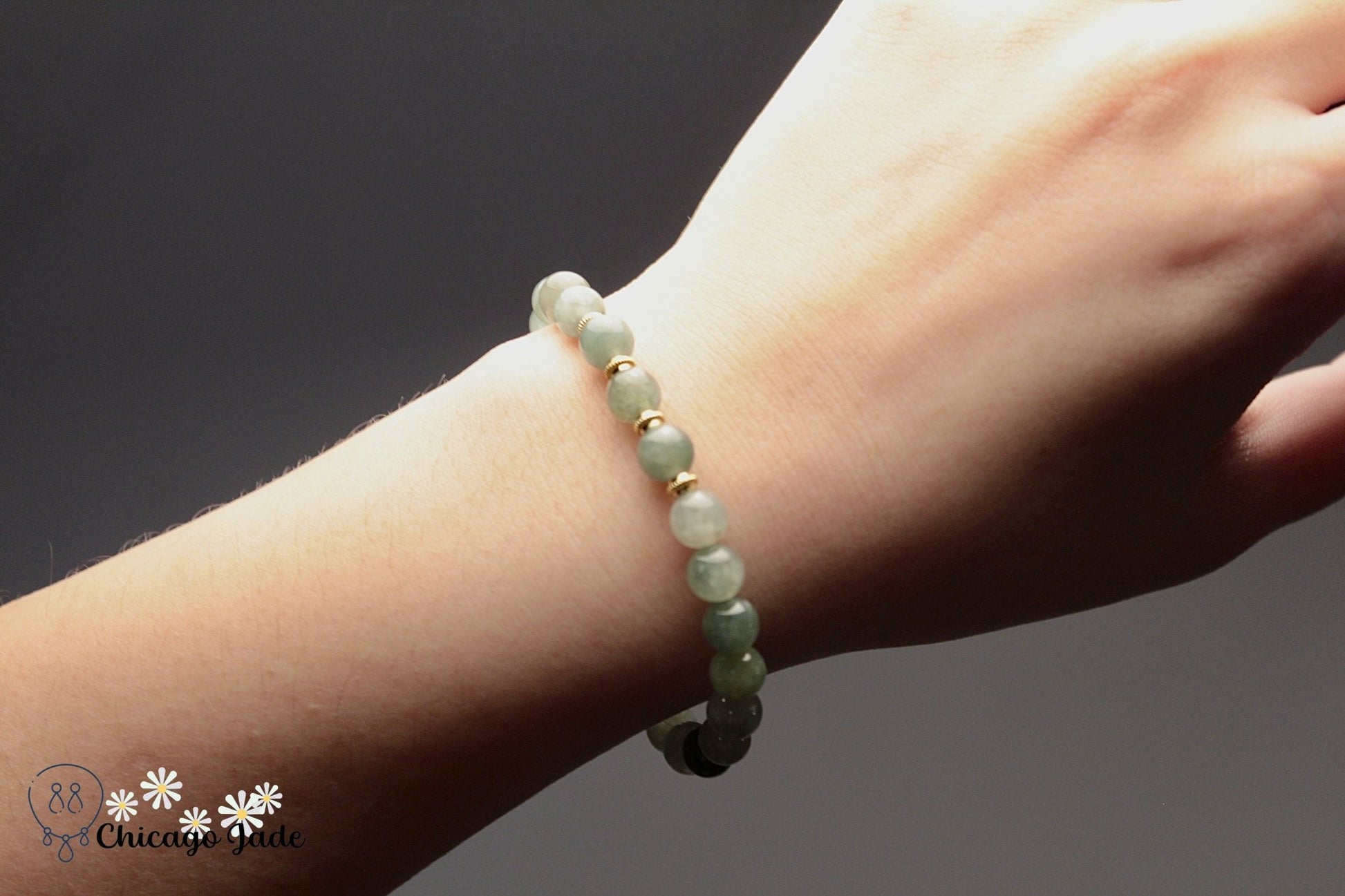 Dark Light Green Jadeite Beaded Bracelet - Chicago JadebeadedbraceletChicago Jade