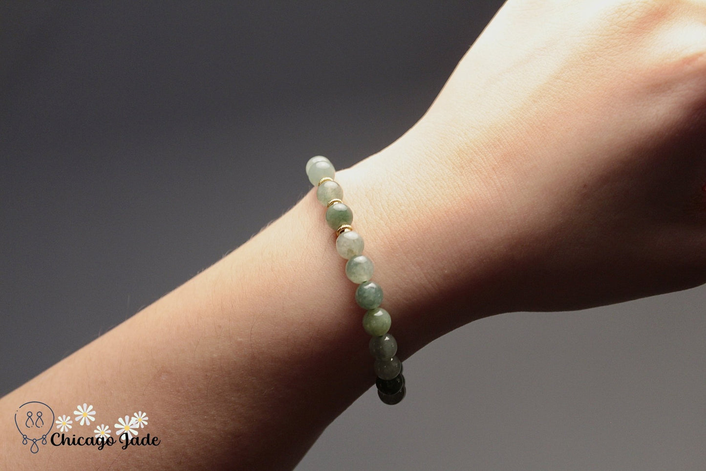 Dark Light Green Jadeite Beaded Bracelet - Chicago JadebeadedbraceletChicago Jade