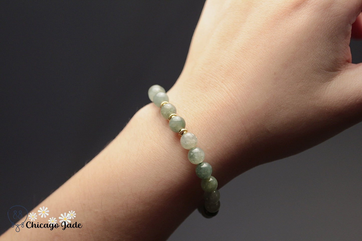 Dark Light Green Jadeite Beaded Bracelet - Chicago JadebeadedbraceletChicago Jade