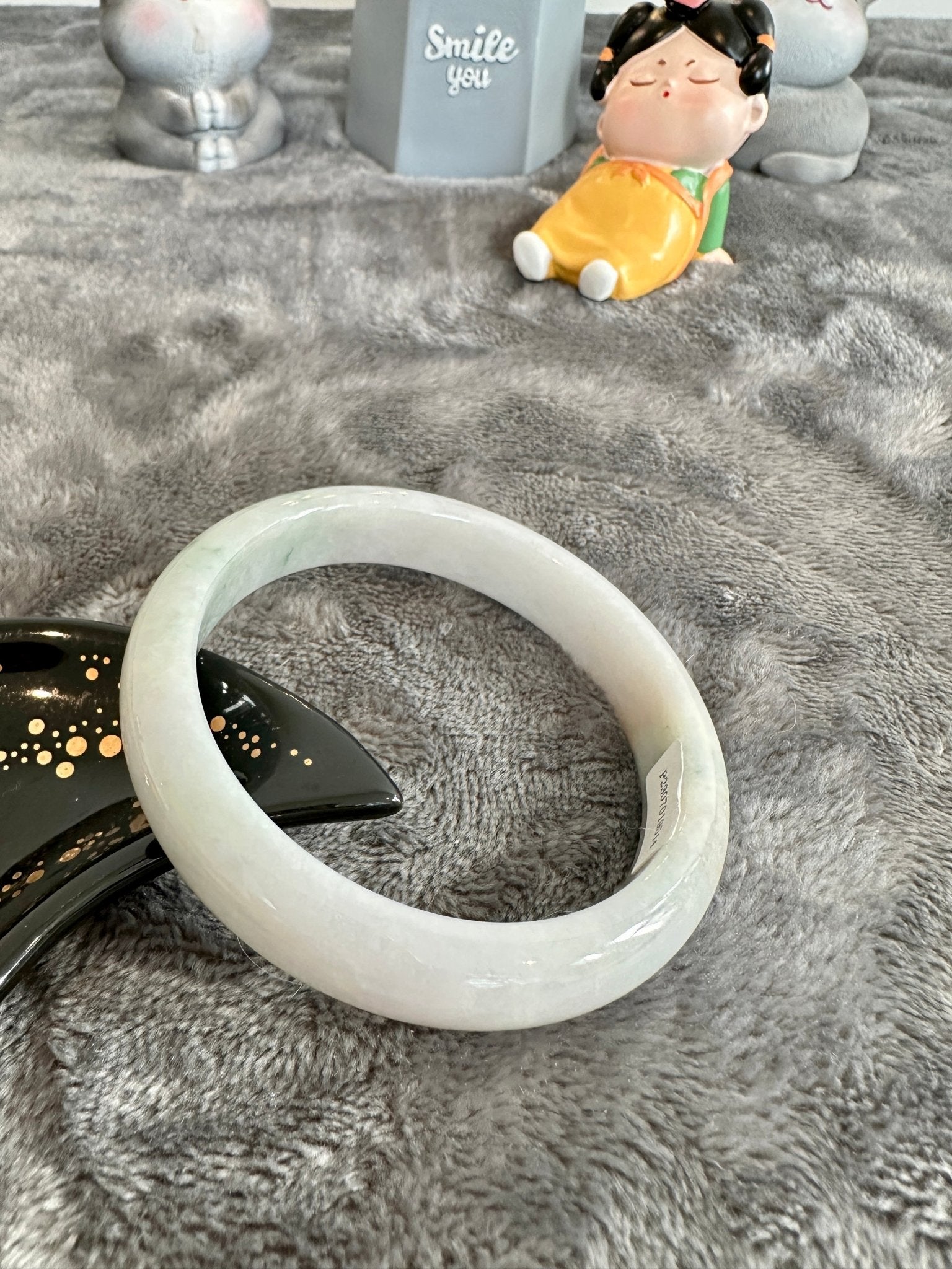 Faint Lavender TriColor Grade A Jadeite Bangle 56.6mm (size M) - Chicago JadeanniversarybangleengagementChicago Jade
