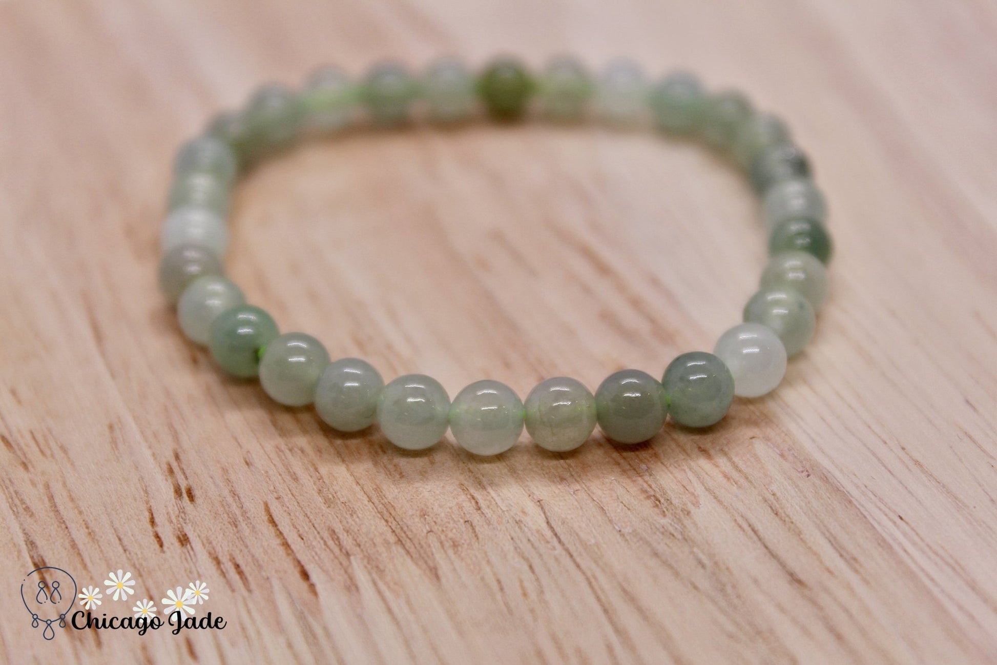 Green White Jadeite Beaded Bracelet - Chicago JadebeadedbraceletChicago Jade