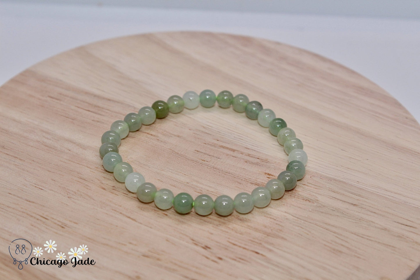 Green White Jadeite Beaded Bracelet - Chicago JadebeadedbraceletChicago Jade