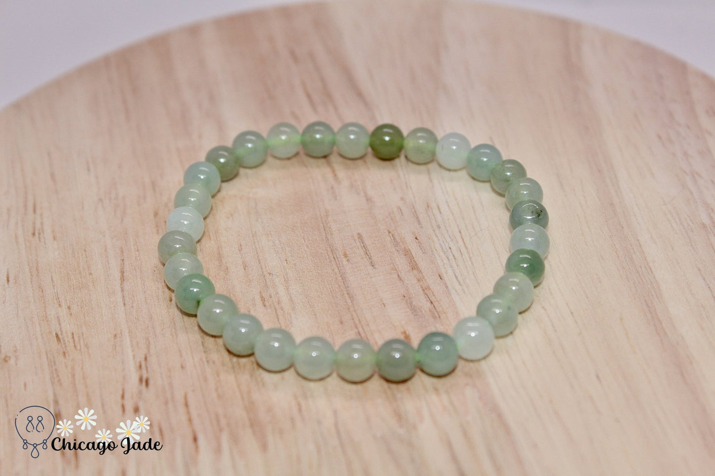 Green White Jadeite Beaded Bracelet - Chicago JadebeadedbraceletChicago Jade