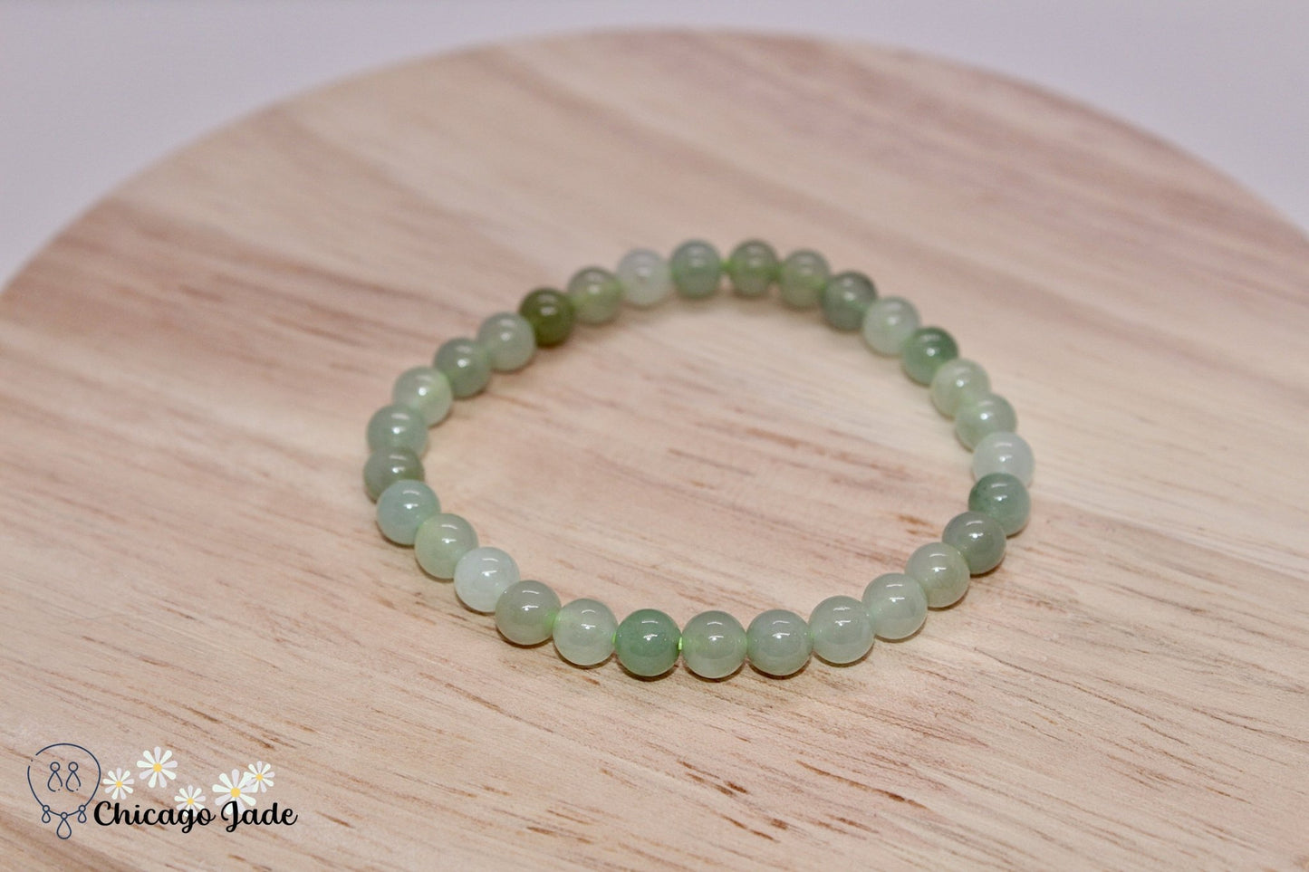 Green White Jadeite Beaded Bracelet - Chicago JadebeadedbraceletChicago Jade