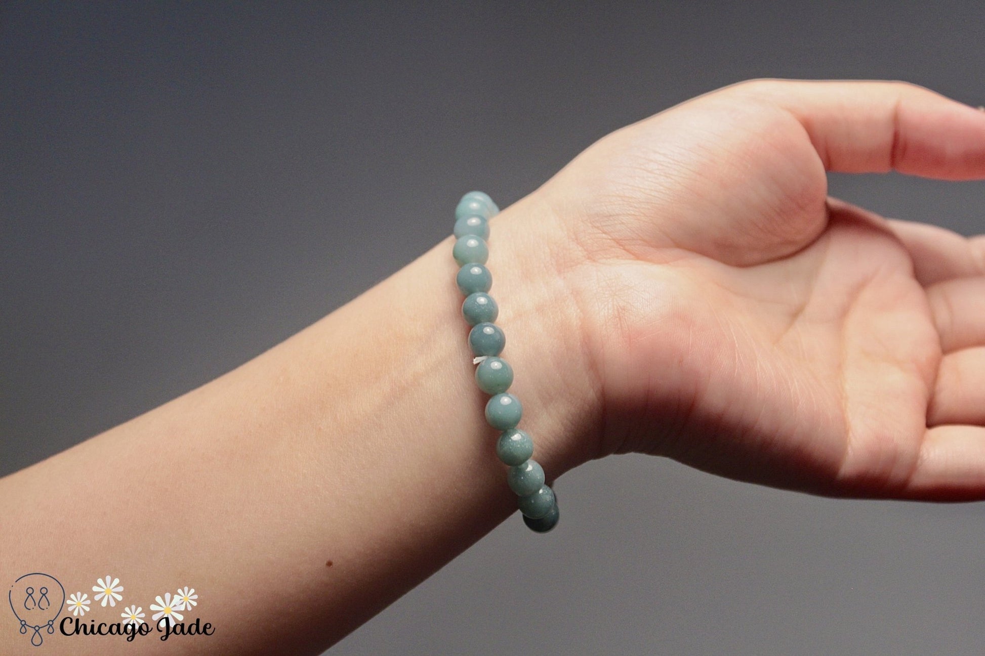 Lake blue Jadeite beaded bracelet with gold plated silver spacer - Chicago Jadeanniversarybeadedbirthday giftChicago Jade