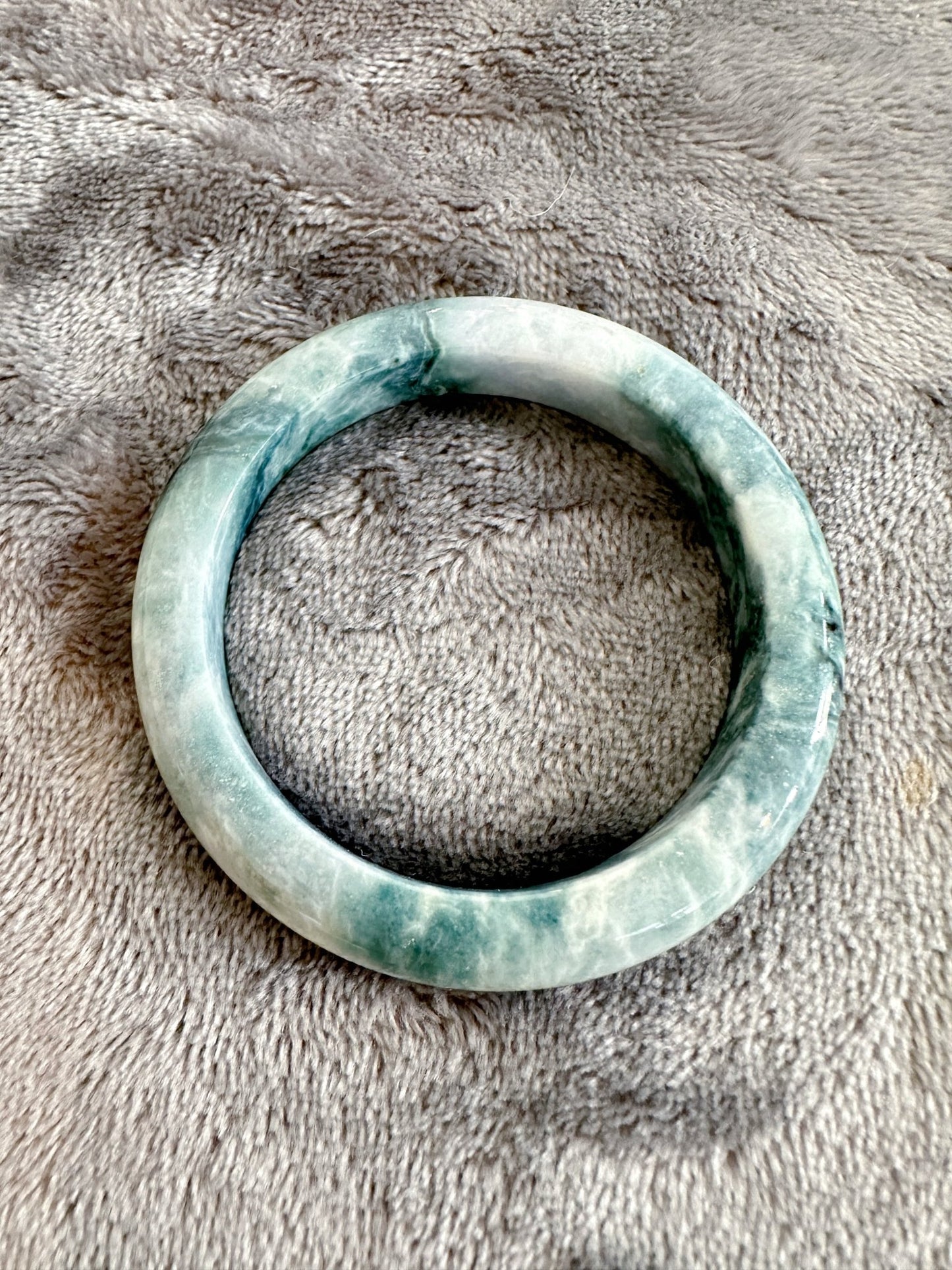 Monet Style Blue Purple Jadeite Flat Inside Bangle 55.1mm (size M) - Chicago Jadeanniversarybanglebirthday giftChicago Jade