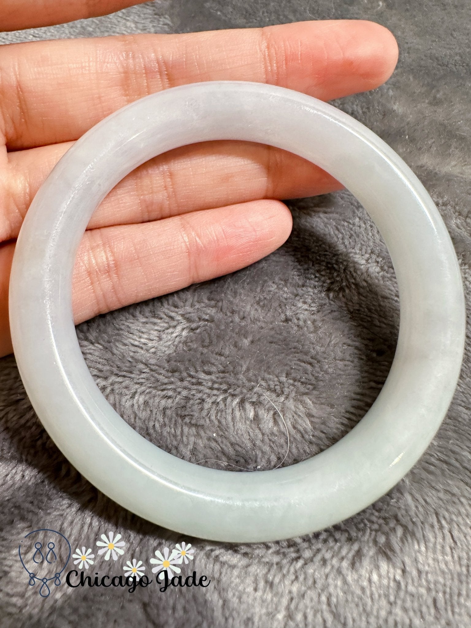 Pale blue round jadeite jade bangle (size S) - Chicago Jadeanniversarybanglebirthday giftChicago Jade