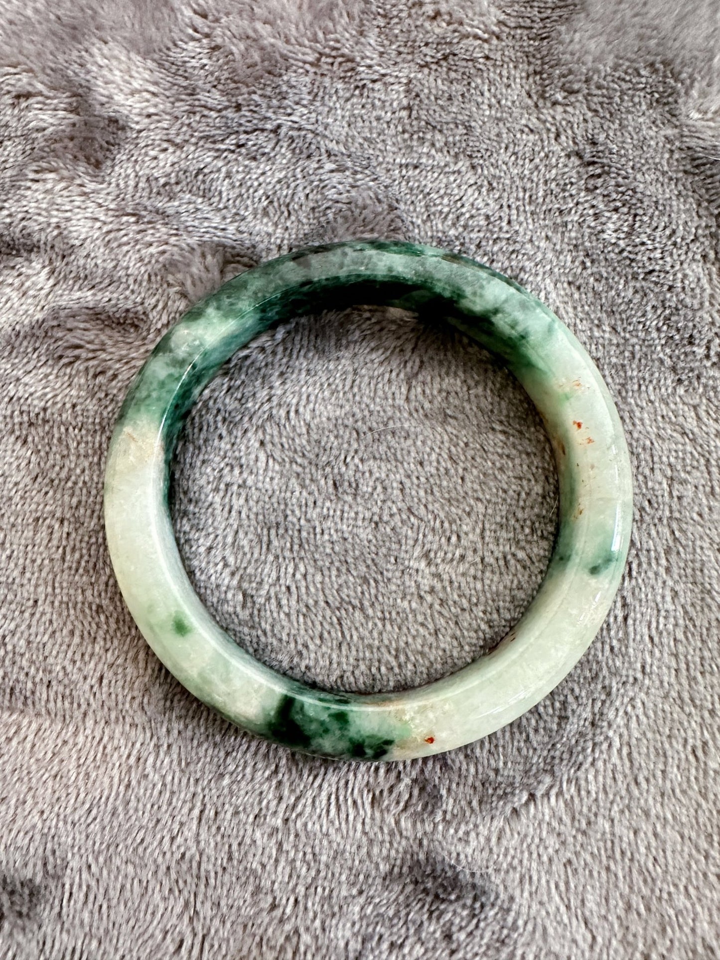 Rainbow - Dark Green Black White and Black Jadeite Flat Inside Bangle 58.4mm (size L) - Chicago Jadeanniversarybanglebirthday giftChicago Jade