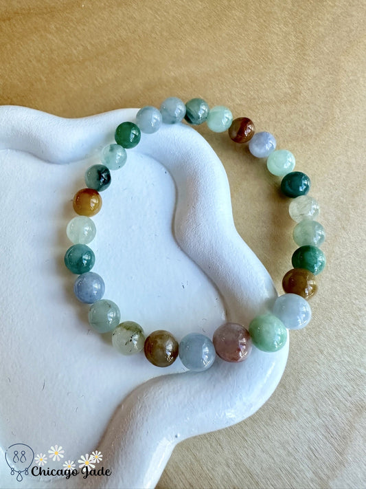 Rainbow jadeite beaded bracelet - Chicago JadebeadedbraceletChicago Jade