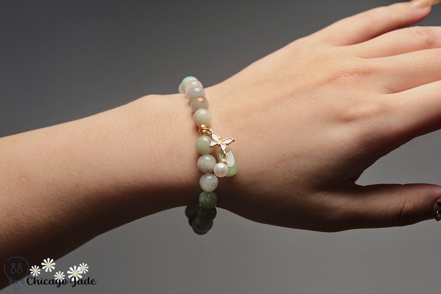 Rainbow Jadeite beaded bracelet with dangles - Chicago Jadeanniversarybeadedbirthday giftChicago Jade