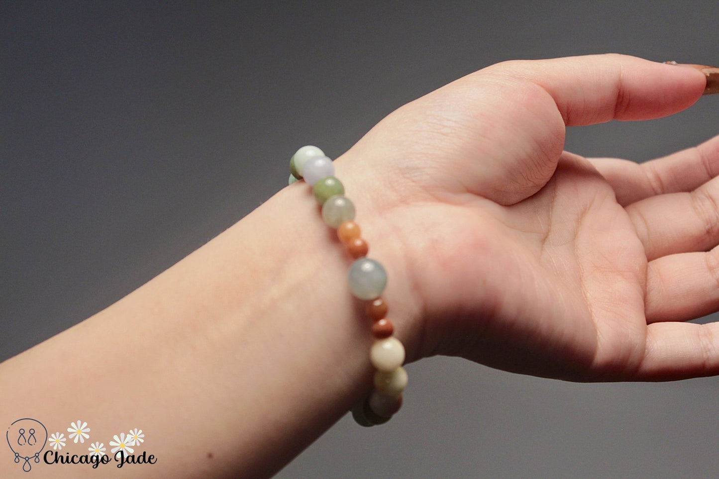 Rainbow Jadeite beaded bracelet with dangles - Chicago Jadeanniversarybeadedbirthday giftChicago Jade