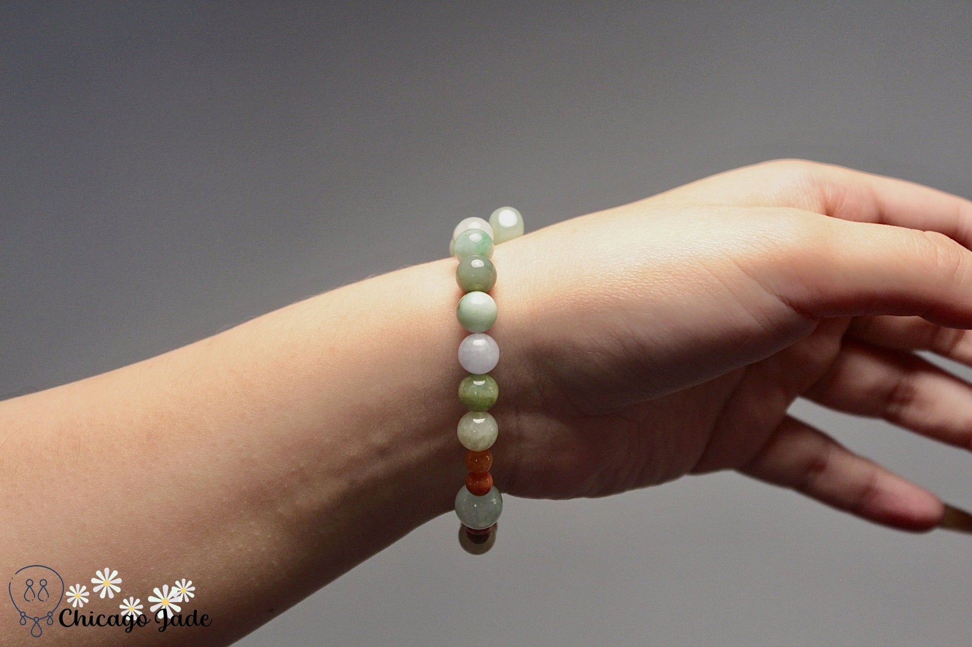 Rainbow Jadeite beaded bracelet with dangles - Chicago Jadeanniversarybeadedbirthday giftChicago Jade