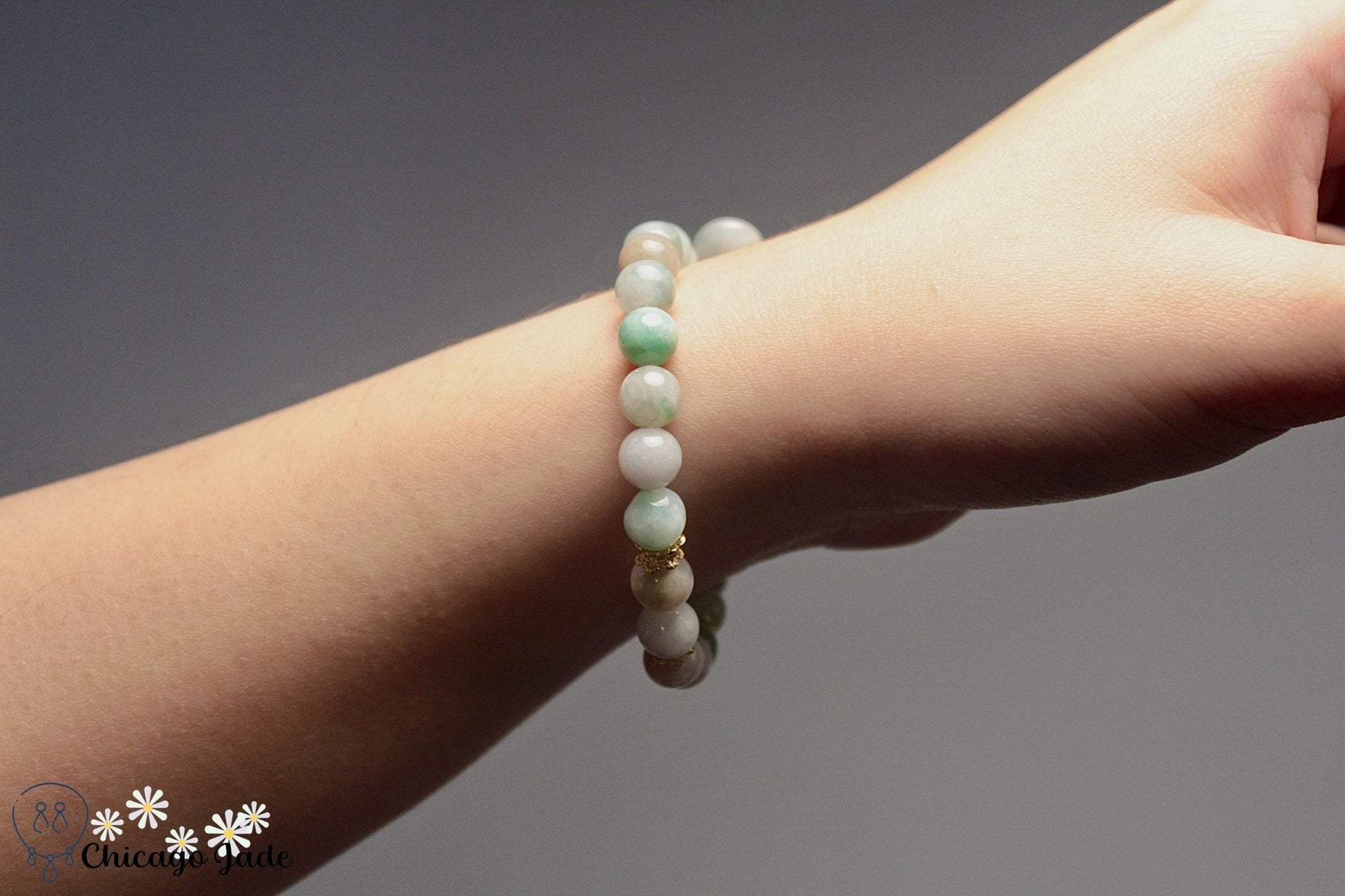 Rainbow Jadeite beaded bracelet with donut dangle - Chicago Jadeanniversarybeadedbirthday giftChicago Jade