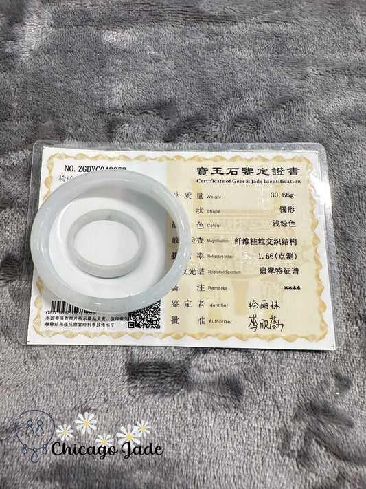 Translucent moonlight oval shape jadeite bangle (size XS) - Chicago Jadeanniversarybanglebirthday giftChicago Jade